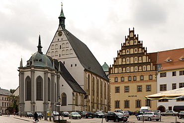 Cathedral St. Marien seen from the Untermarkt, Freiberg, Saxony, Germany, Europe