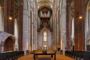 Main nave in St. Mary's church, Marienkirche, Hanseatic city of Luebeck, Schleswig-Holstein, Germany, Europe, UNESCO World Cultural Heritage