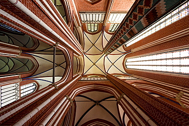 Arched roof in Bad Doberan minster, Mecklenburg-Western Pomerania, Germany, Europe