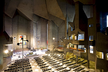 Pilgrimage church in Neviges, build in 1968 by architect Gottfried Boehm, Neviges, Bergisches Land, North Rhine-Westphalia, Germany, Europe