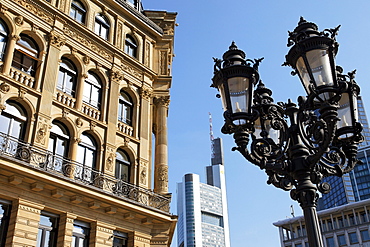 Building at Opera Square, Commerzbank Tower in background, Frankfurt am Main, Hesse, Germany