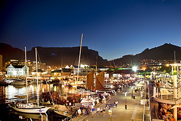 Victoria and Alfred Waterfront at night, Cape Town, Western Cape, South Africa, Africa