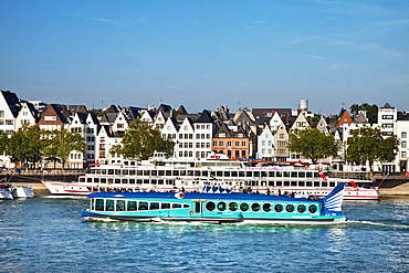 Excursion ship on river Rhine, Cologne, North Rhine-Westphalia, Germany