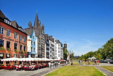 Pavement cafes in old town, Cologne, North Rhine-Westphalia, Germany