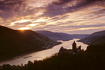 Stahleck castle near Bacharach, Rhine river, Rhineland-Palatinate, Germany