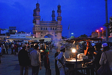 Muslims at nightmarket near Charminar at ramadan, Hyderabad, Andhra Pradesh, India, Asia