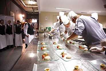 Cooks and service staff, Hotel Waldhaus, Flims, Canton of Grisons, Switzerland