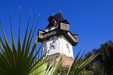 The clock tower on the top of Schlossberg is a Graz landmark, Styria, Austria