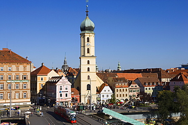 View of the city of Graz with the Franziskanerkirche, Styria, Austria