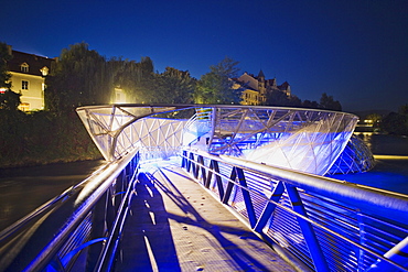 Murinsel is an artificial island on the Mur river, Graz, Styria, Austria