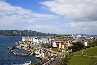 High angle view of the harbor, Plymouth, Devon, England, United Kingdom