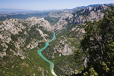 Grand Canyon du Verdon, view at the canyon and the river Verdon, Alpes-de-Haute-Provence, Provence, France