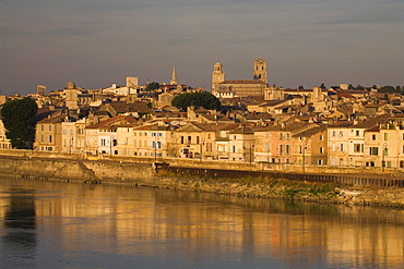 View at the town Arles at the river Rhone, Bouches-du-Rhone, Provence, France