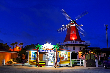 West Indies, Aruba, The Mill, dutch wind mill, De Olde Molen at twilight