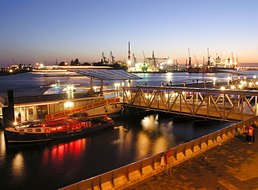 St. Pauli Landing Bridges at night, Hamburg, Germany