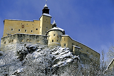 View to Tarasp Castle in the Lower Engadine, Lower Engadine, Engadine, Switzerland