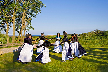 Dancing Group in traditional Costumes, Nebel, Amrum Island, North Frisian Islands, Schleswig-Holstein, Germany