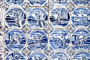 Tiles in Museum Koenigspesel, Hallig Hooge, North Frisian Islands, Schleswig-Holstein, Germany