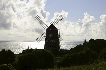 Windmill on the south coast, Pico Island, Azores, Portugal