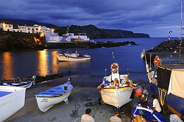 Lagoa Harbor at night, Southeast coast, Sao Miguel Island, Azores, Portugal