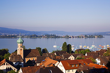 View over Allensbach to Reichenau island, Baden-Wurttemberg, Germany