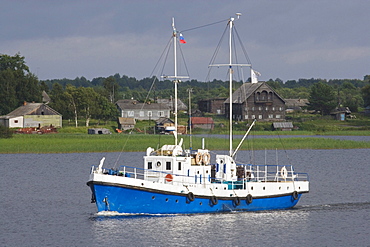 Ship on Lake Onega, the second largest lake in Europe, Russia