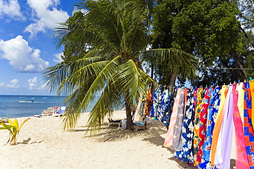 Souvenir stall at beach, Speightstown, Barbados, Caribbean