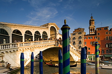 View of the Rialto Bridge, Venice, Italy, Europe