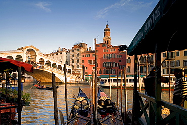 View of the Rialto Bridge, Venice, Italy, Europe