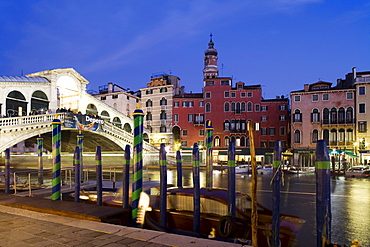 View of the Rialto Bridge, Venice, Italy, Europe