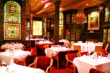 Interior view of the deserted The Forge Restaurant, Miami Beach, Florida, USA