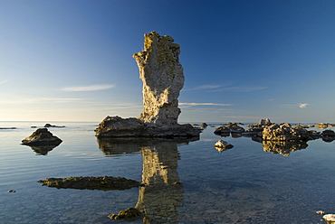 Limestone columns, Raukar, near Lauter, North West Coast, Faro, Gotland, Sweden, Scandinavia, Europe