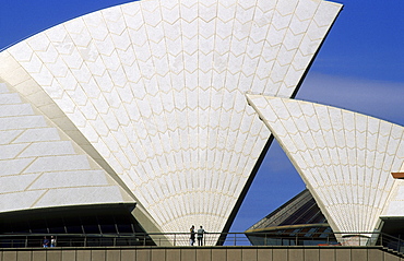 Detail of the Opera House in front of blue sky, Sydney, New South Wales, Australia