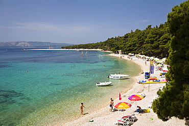 People at the beach in the sunlight, Golden Horn, Bol, Brac Island, Dalmatia, Croatia, Europe