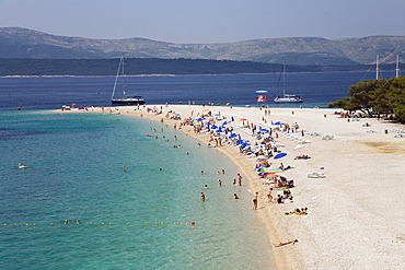 People at the beach in the sunlight, Golden Horn, Bol, Brac Island, Dalmatia, Croatia, Europe