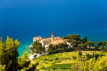 View at the Dominican monastery of Bol in the sunlight, Brac Island, Dalmatia, Croatia, Europe