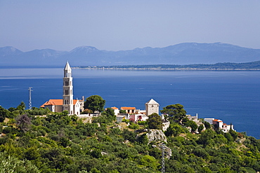 View at the houses of Igrane and the sea, Dalmatia, Croatia, Europe