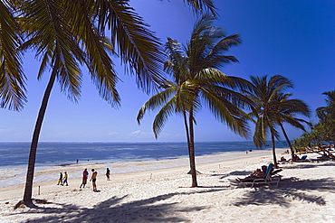 Tourists relaxing at Shanzu beach, Coast, Kenya