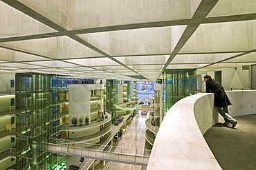 View at atrium and offices of members of parliament at Paul Loebe Haus, Berlin, Germany, Europe