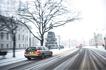 Street scenery in winter, Unter den Linden, Berlin, Germany