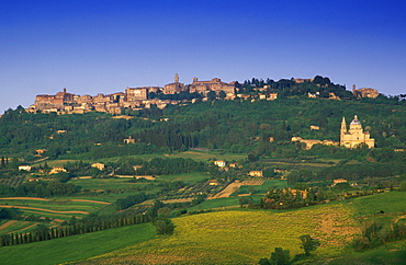 The church Madonna di San Biagio beneath the town Montepulciano, Tuscany, Italy, Europe