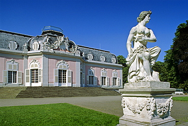 Stone statue in the garden of Benrath castle, Dusseldorf, Lower Rhine Region, North Rhine-Westphalia, Germany