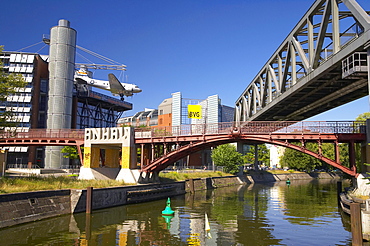 with the houseboat through Berlin, Landwehrkanal, Deutsches Technikmuseum, Rosinenbomber, Anhalt, Germany, Europe