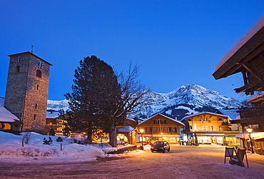 Adelboden at night, Bernese Oberland, Canton of Berne, Switzerland