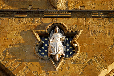 Detail at the facade of the Loggia della Signoria, Florence, Tuscany, Italy, Europe