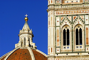 Cupola of Duomo and windows of Campanile, Florence, Tuscany, Italy, Europe