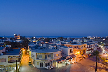 View from the city wall above Famagusta at night, Famagusta, Gazimagusa, North Cyprus, Cyprus