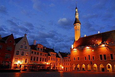 Raekoja Plats, town hall square in the late evening in summer, Tallinn, Estonia