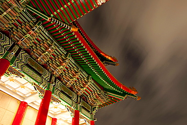 Roof of the taiwanese National Theatre at night, Taipei, Taiwan, Asia