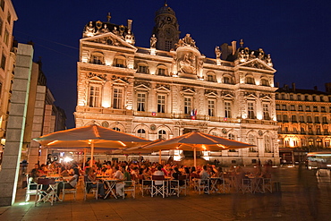 Place des Terreaux, background Hotel de Ville, Lyon, Rhone Alps, France